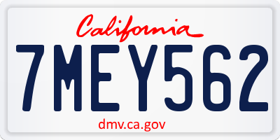 CA license plate 7MEY562