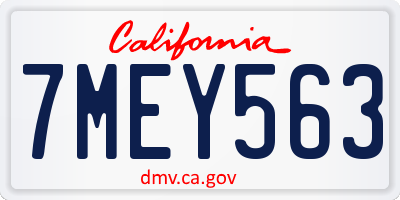 CA license plate 7MEY563