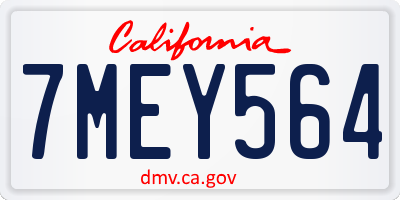 CA license plate 7MEY564
