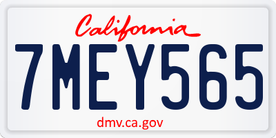 CA license plate 7MEY565