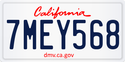 CA license plate 7MEY568