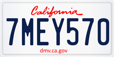 CA license plate 7MEY570