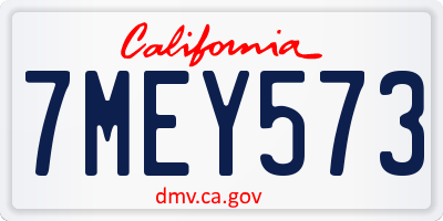 CA license plate 7MEY573