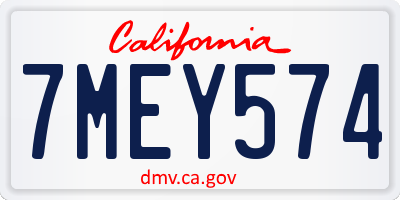 CA license plate 7MEY574