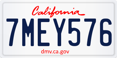 CA license plate 7MEY576