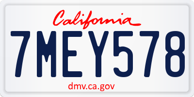 CA license plate 7MEY578