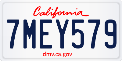 CA license plate 7MEY579