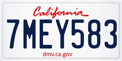 CA license plate 7MEY583