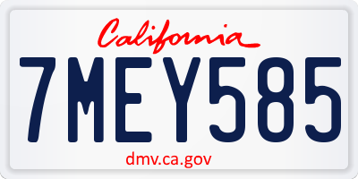 CA license plate 7MEY585