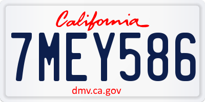 CA license plate 7MEY586