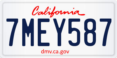 CA license plate 7MEY587