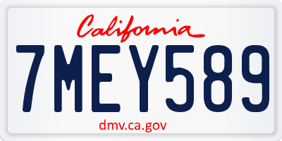 CA license plate 7MEY589
