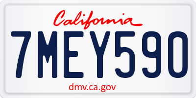 CA license plate 7MEY590