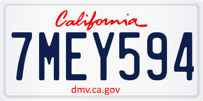 CA license plate 7MEY594