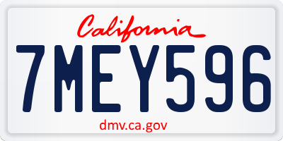 CA license plate 7MEY596