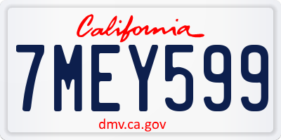 CA license plate 7MEY599