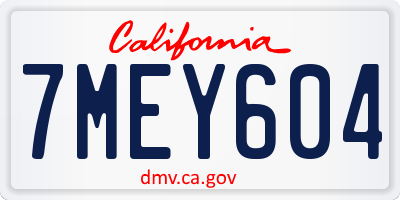 CA license plate 7MEY604