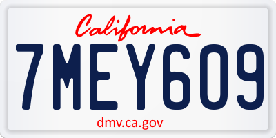 CA license plate 7MEY609