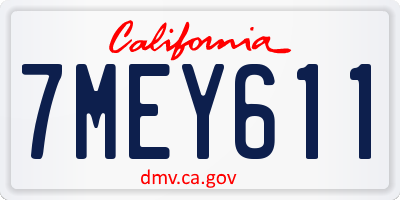 CA license plate 7MEY611