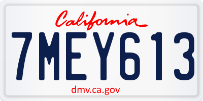 CA license plate 7MEY613