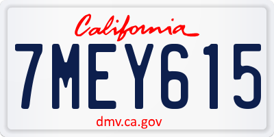 CA license plate 7MEY615