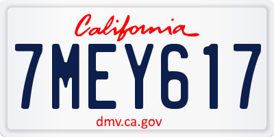 CA license plate 7MEY617