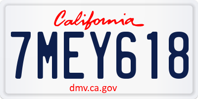 CA license plate 7MEY618