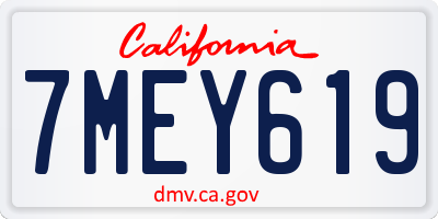 CA license plate 7MEY619