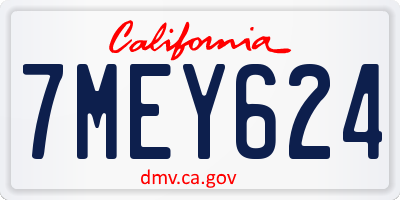 CA license plate 7MEY624