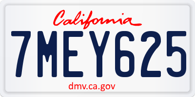 CA license plate 7MEY625