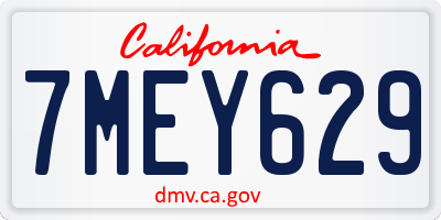 CA license plate 7MEY629