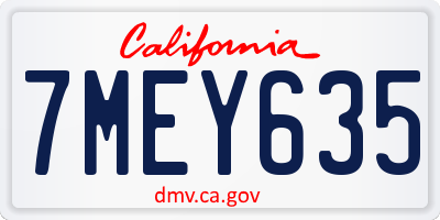 CA license plate 7MEY635