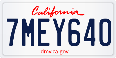 CA license plate 7MEY640