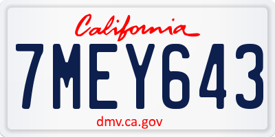 CA license plate 7MEY643