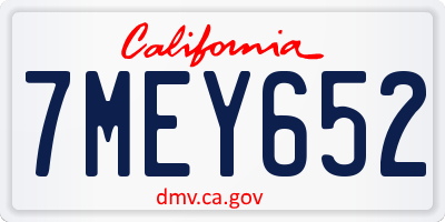 CA license plate 7MEY652