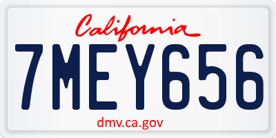 CA license plate 7MEY656