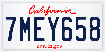 CA license plate 7MEY658