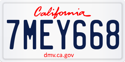 CA license plate 7MEY668