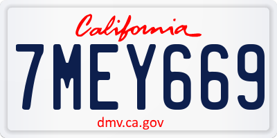 CA license plate 7MEY669