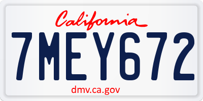 CA license plate 7MEY672