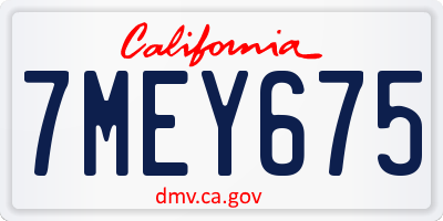 CA license plate 7MEY675