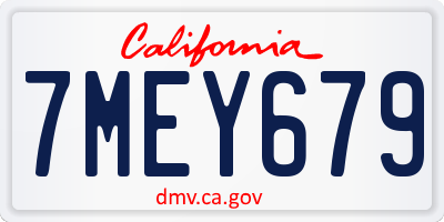 CA license plate 7MEY679