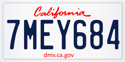CA license plate 7MEY684