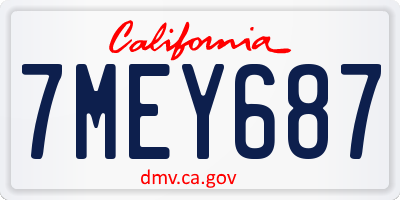 CA license plate 7MEY687