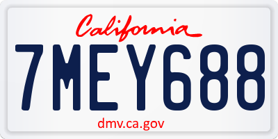 CA license plate 7MEY688