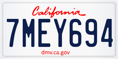 CA license plate 7MEY694
