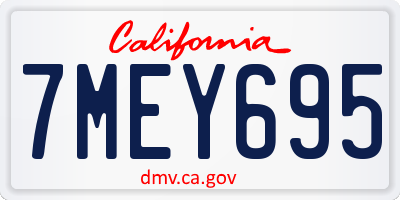 CA license plate 7MEY695