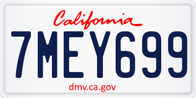 CA license plate 7MEY699