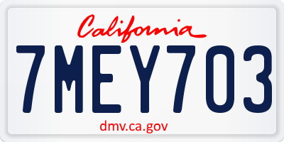 CA license plate 7MEY703