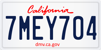 CA license plate 7MEY704